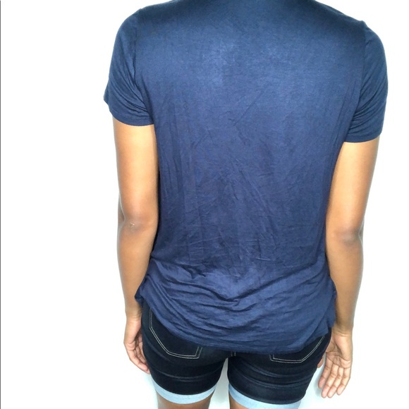 NAIF double layer look shirt top blue white - Picture 2 of 5